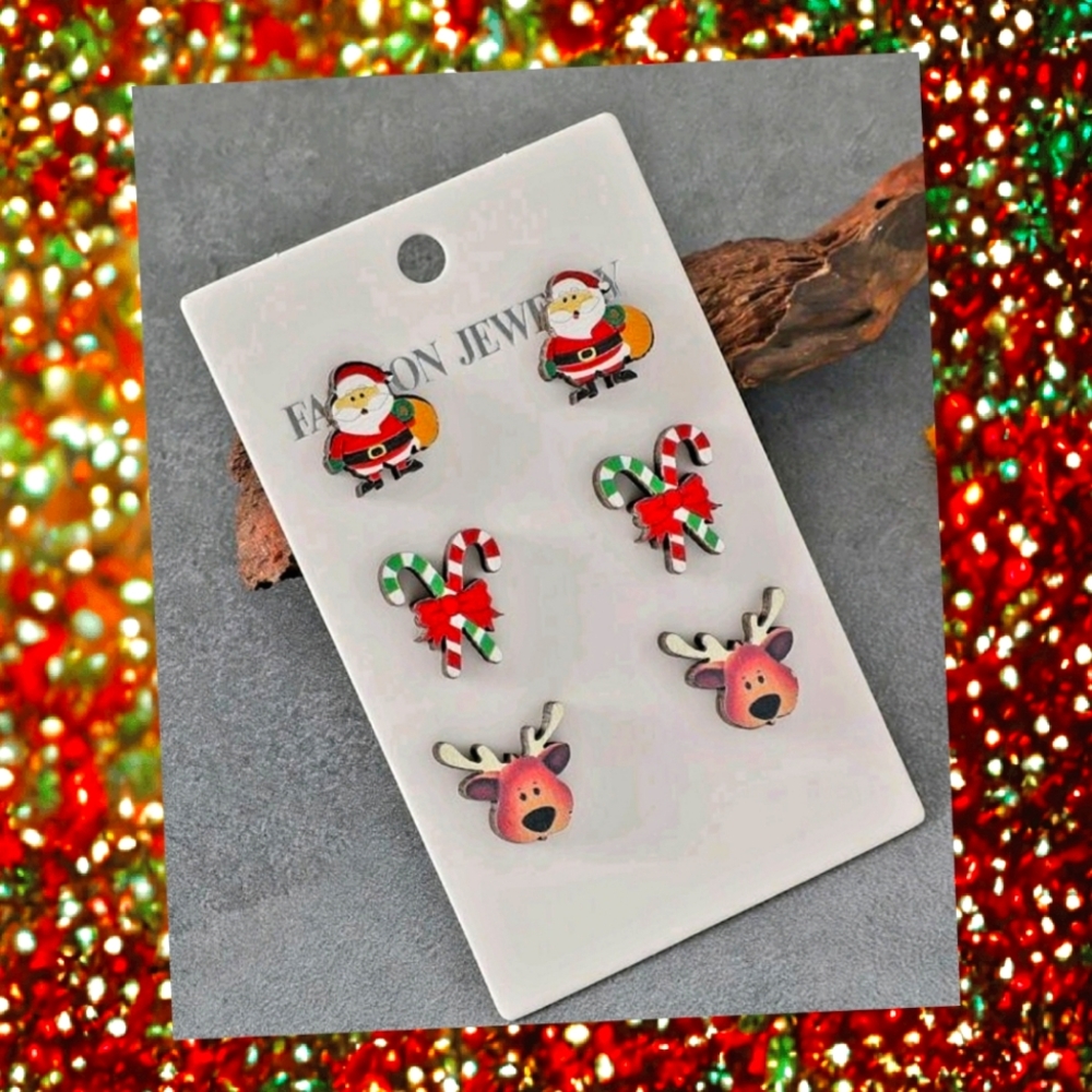 Adorable set of 3 Christmas earrings
